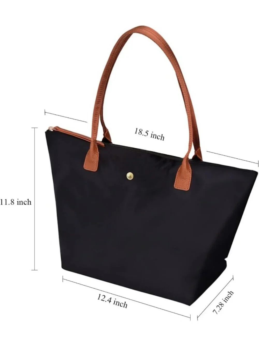 Stylish Nylon Shoulder Tote Bag for Women, Foldable Weekend Hobo Handbag - Black